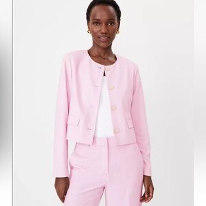 NWT! ANN TAYLOR Women’s 6 The Crew Neck Jacket in Cross Weave Lilac